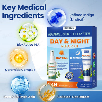 KUBOZN® Psoriasis Day & Night Repair System - 100% Steroid-Free Relief Duo for Plaques, Scaling & Itch (offer)