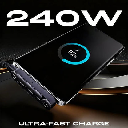 🥇KUBOZN® 2-in-1 Invisible Holder Charger Cable – 240W Fast Charging Cord with Built-In Phone Stand (Offer)